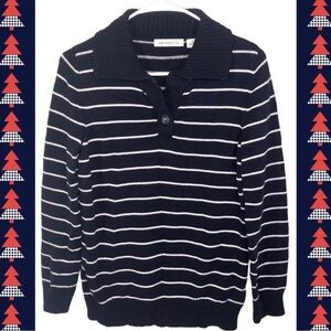 Vintage Liz Claiborne Dark Blue Knit Pullover Sweater Size Medium